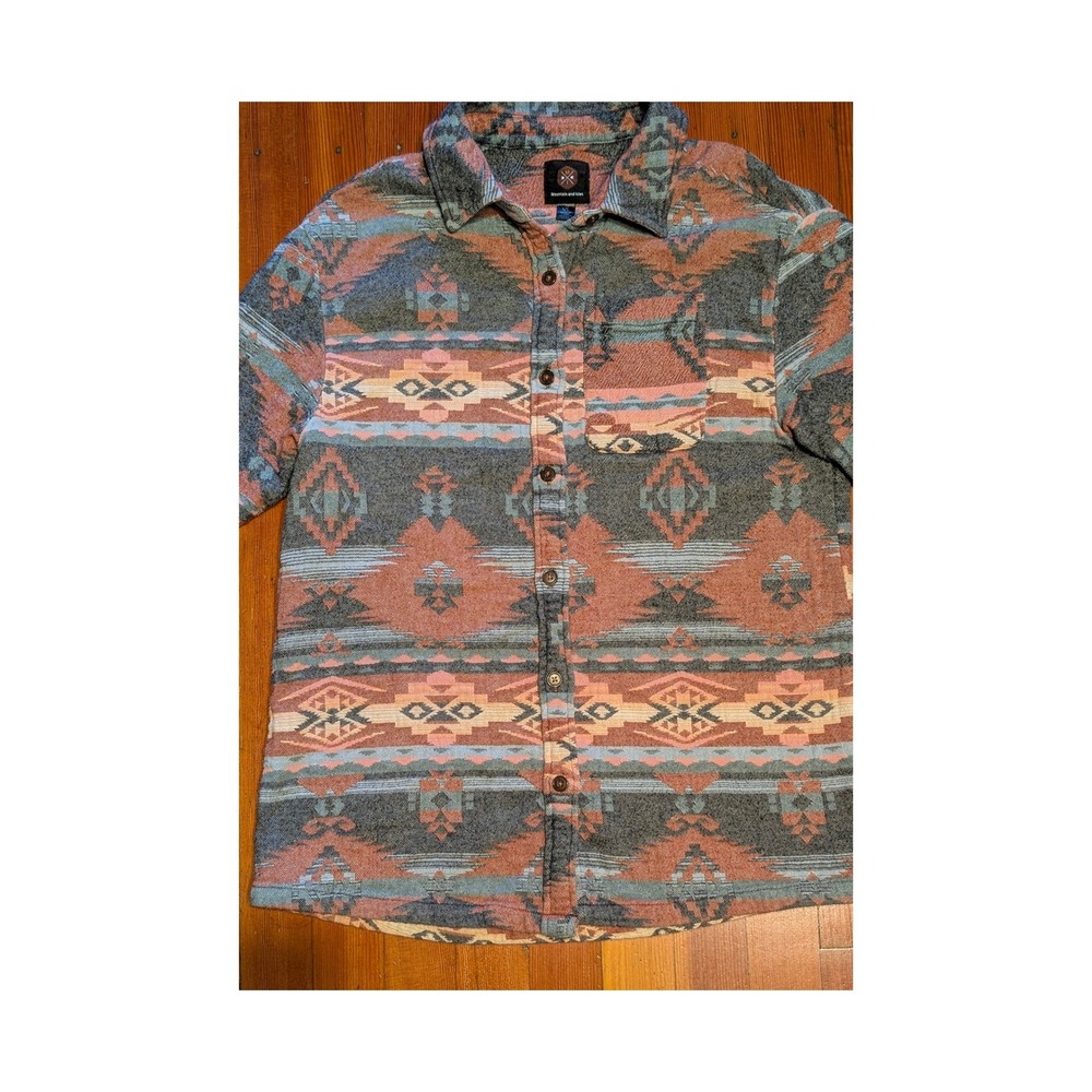 Mountain and Isles Womens S Southwestern Aztec Cotton Shirt Boho Western